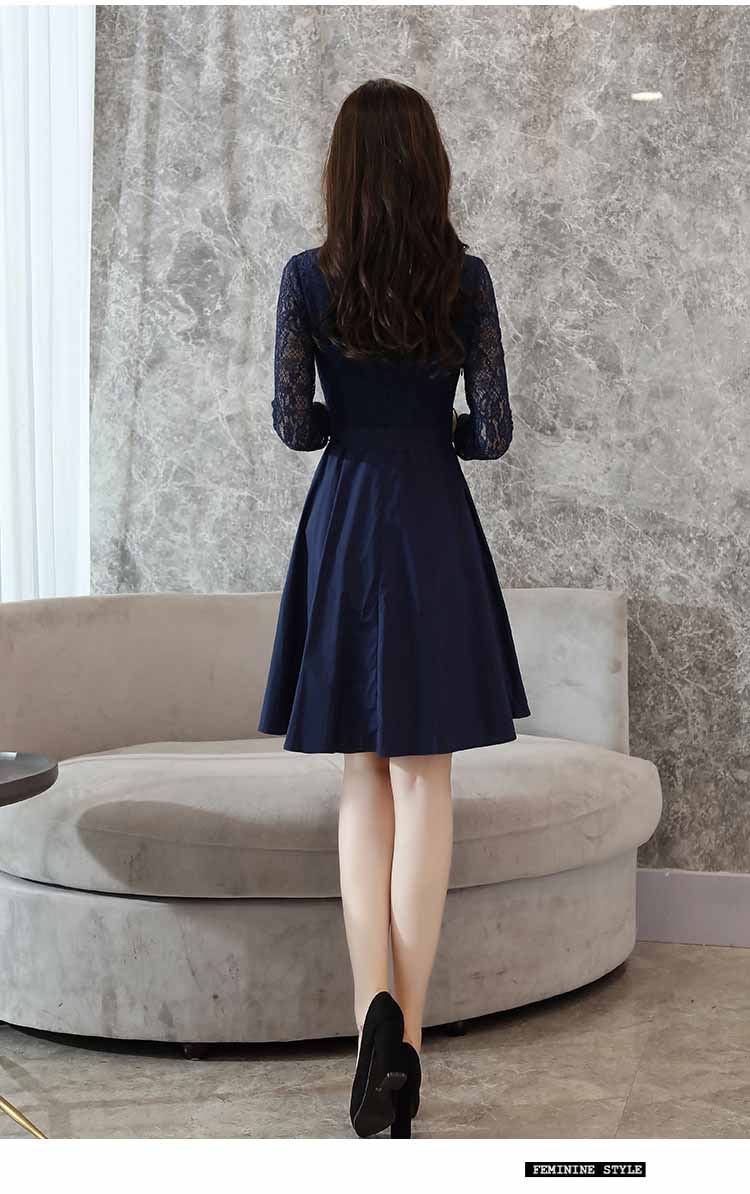 Dress Navy Lengan Panjang Brokat Elegant Jual Model Terbaru Murah