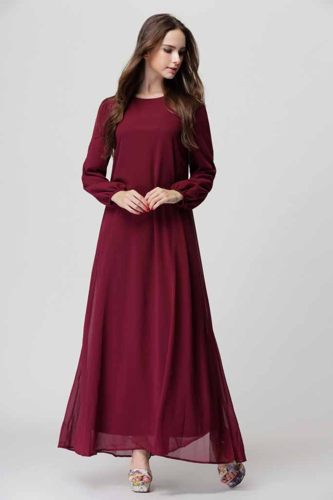 BAJU GAMIS MAROON SIMPLE CANTIK 2016 | Jual | Model Terbaru | Murah