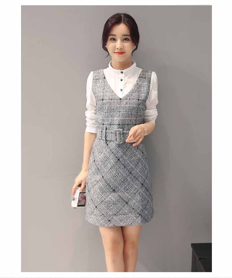  DRESS  PUTIH ABU KOREA  LENGAN PANJANG  Jual Model 